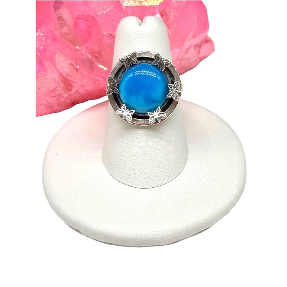 Morenci Mine Turquoise Ring Size 7 Solid 925 Sterling Silver Butterfly